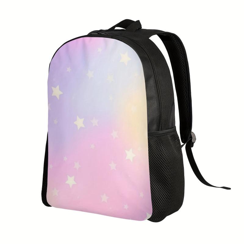Gradient Pattern Backpack Zipper Storage Rucksack School Bag