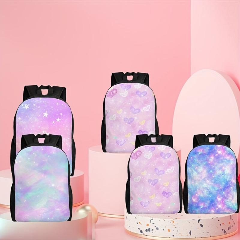 Gradient Pattern Backpack Zipper Storage Rucksack School Bag