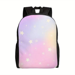 Gradient Pattern Backpack Zipper Storage Rucksack School Bag