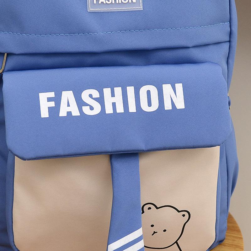 Letter Patch Decor Backpack Preppy Style Zipper Bookbag