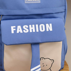 Letter Patch Decor Backpack Preppy Style Zipper Bookbag