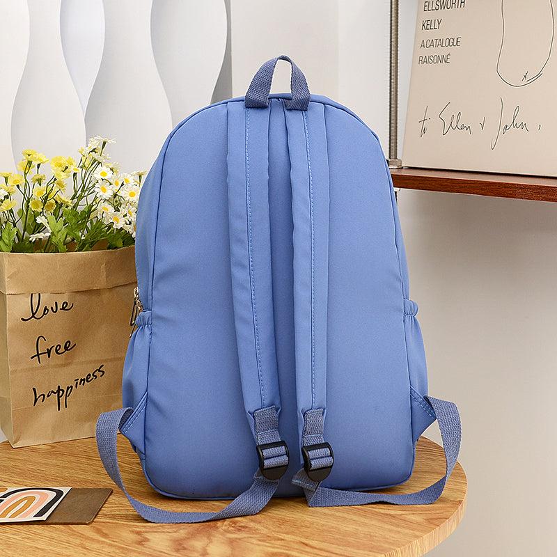 Letter Patch Decor Backpack Preppy Style Zipper Bookbag