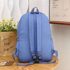 Letter Patch Decor Backpack Preppy Style Zipper Bookbag
