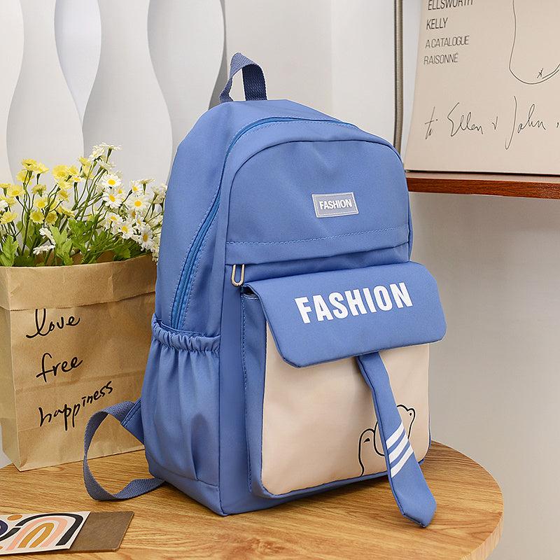 Letter Patch Decor Backpack Preppy Style Zipper Bookbag