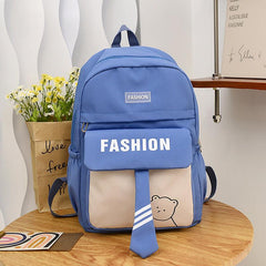 Letter Patch Decor Backpack Preppy Style Zipper Bookbag