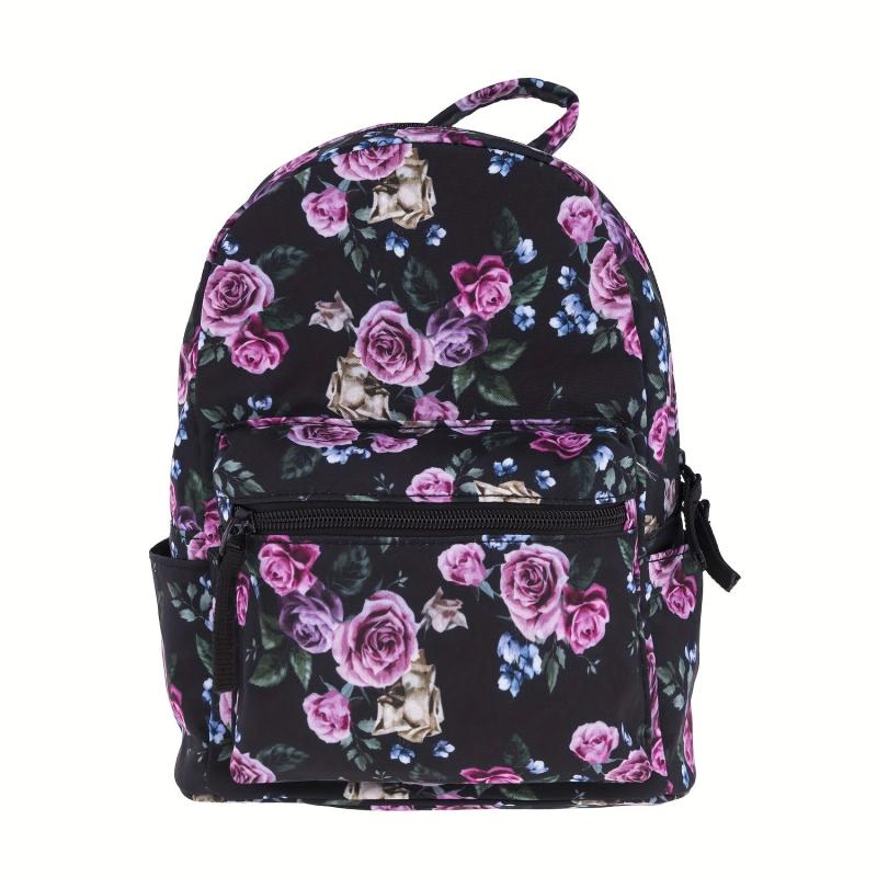 Rose Flower Canvas Backpack Mini Daypack Casual Travel Schoolbag 9 45 Inch