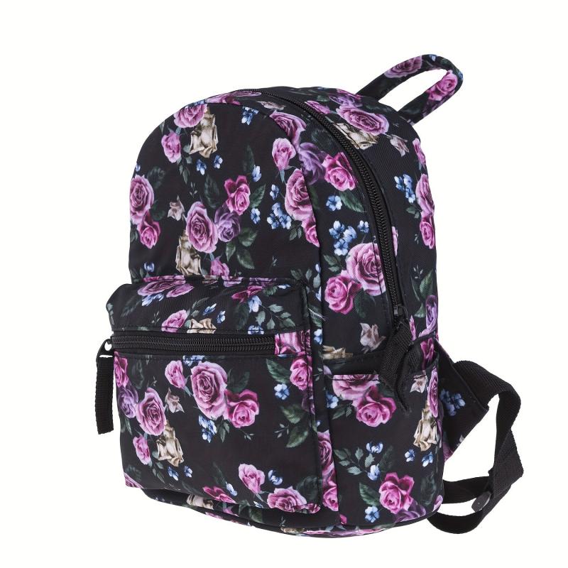 Rose Flower Canvas Backpack Mini Daypack Casual Travel Schoolbag 9 45 Inch