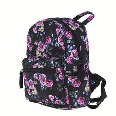 Rose Flower Canvas Backpack Mini Daypack Casual Travel Schoolbag 9 45 Inch
