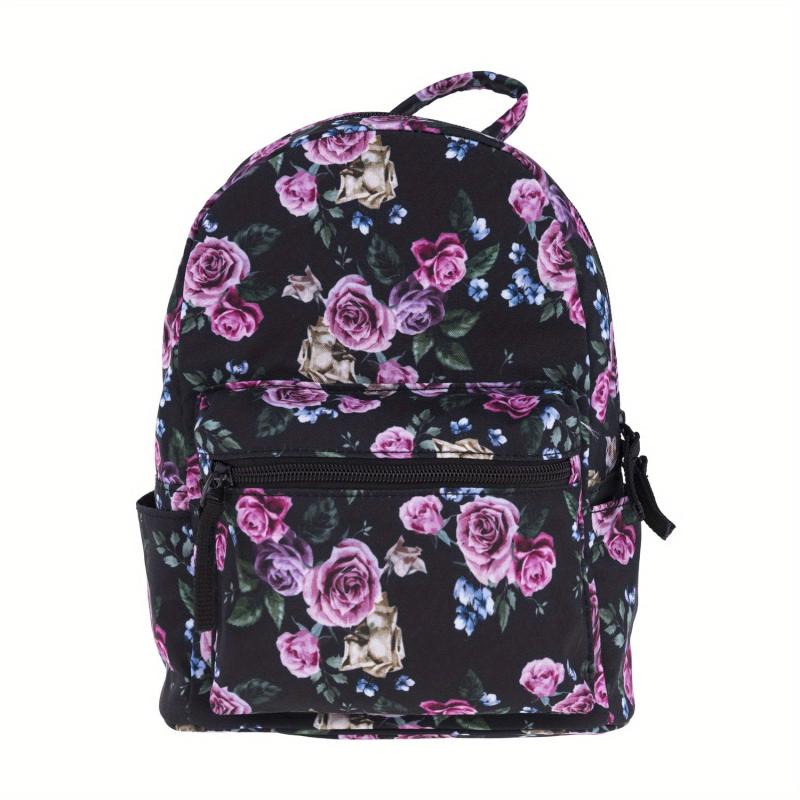 Rose Flower Canvas Backpack Mini Daypack Casual Travel Schoolbag 9 45 Inch