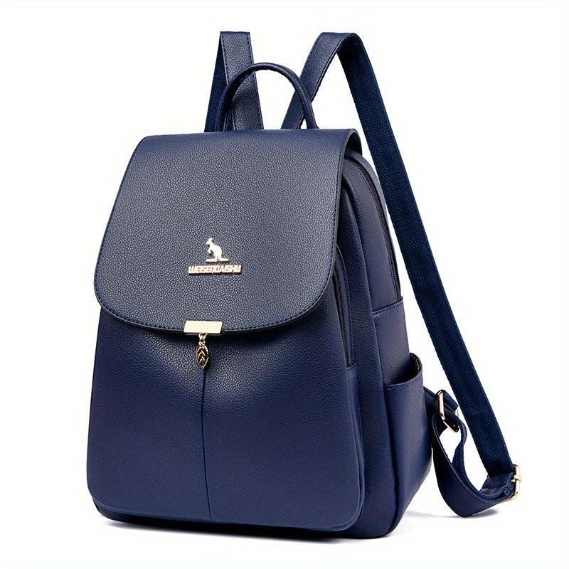 Flap Backpack School Bag PU Leather Travel Daypack