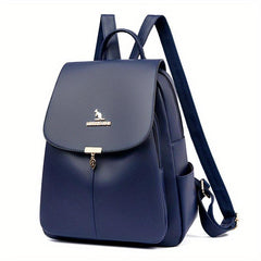 Flap Backpack School Bag PU Leather Travel Daypack