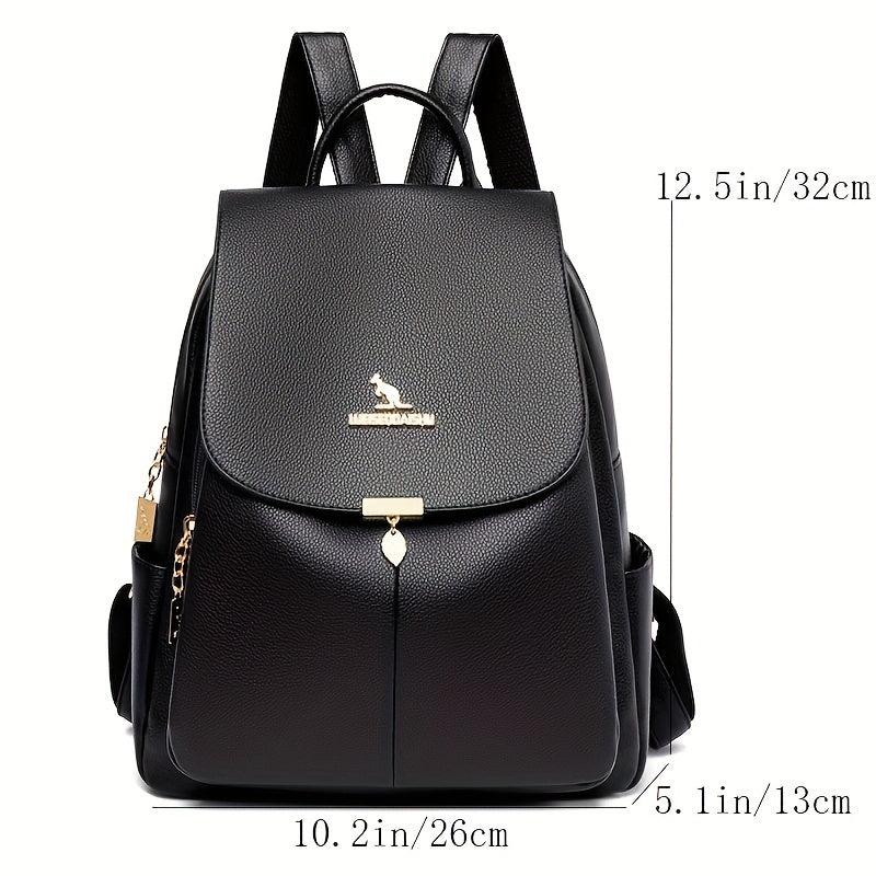 Flap Backpack School Bag PU Leather Travel Daypack