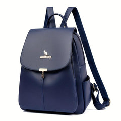 Flap Backpack School Bag PU Leather Travel Daypack