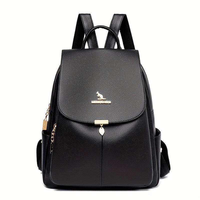 Flap Backpack School Bag PU Leather Travel Daypack