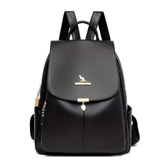 Flap Backpack School Bag PU Leather Travel Daypack