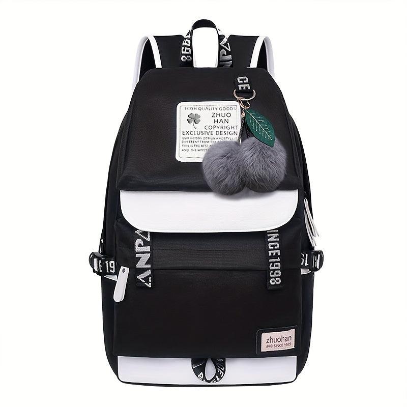 Zipper Backpack Preppy Storage Rucksack Women's School Bag