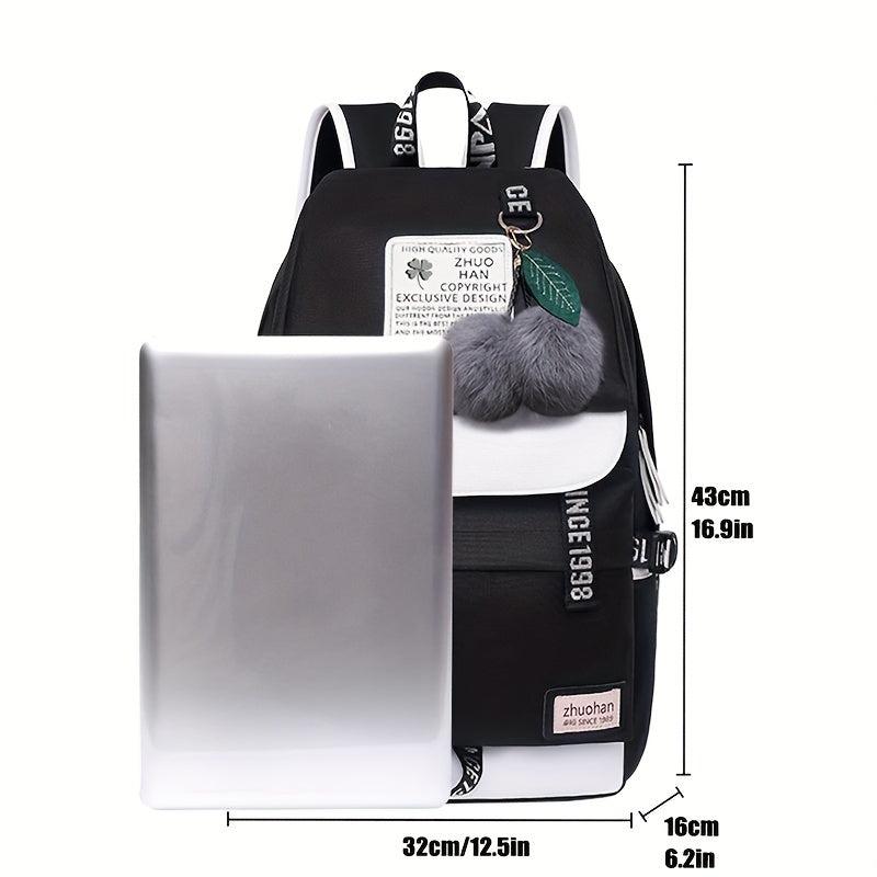 Zipper Backpack Preppy Storage Rucksack Women's School Bag