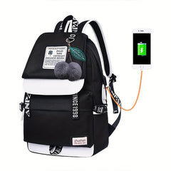 Zipper Backpack Preppy Storage Rucksack Women's School Bag