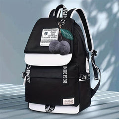 Zipper Backpack Preppy Storage Rucksack Women's School Bag