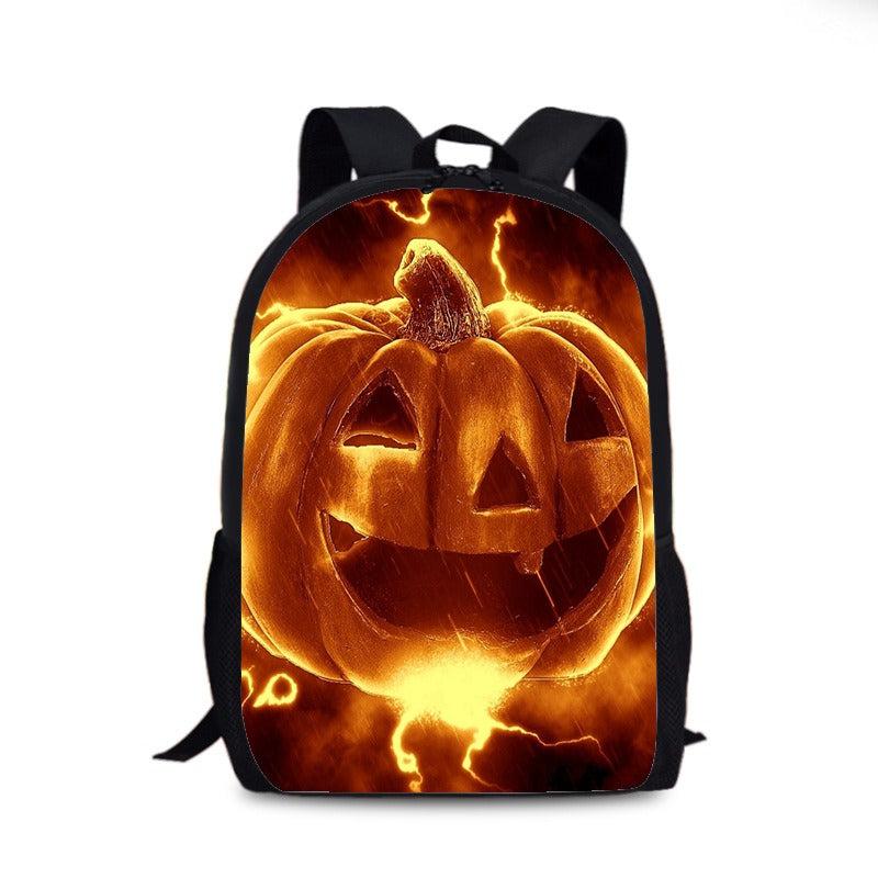 Halloween Pumpkin Pattern Backpack Horror Ghost Skull Elf Daypack