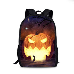 Halloween Pumpkin Pattern Backpack Horror Ghost Skull Elf Daypack