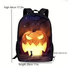 Halloween Pumpkin Pattern Backpack Horror Ghost Skull Elf Daypack