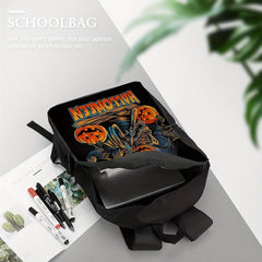 Casual Skeleton Jack O Lantern Pattern Backpack Halloween Stylish Zipper Bag
