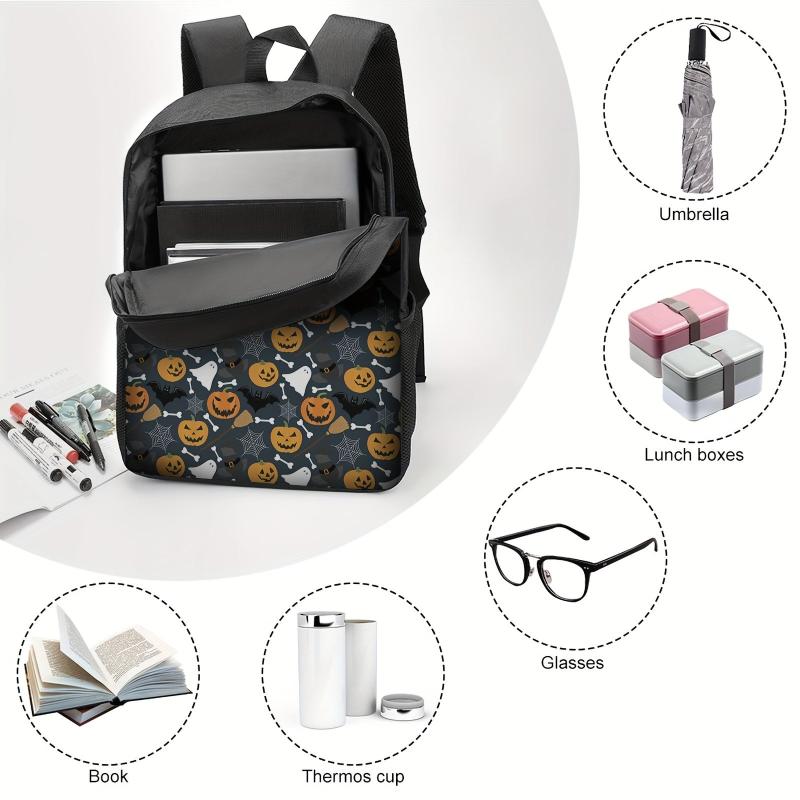 Cartoon Halloween Pattern Bag Stylish Backpack Large Capacity Book Bag