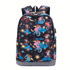 Unicorn Print Backpack Laptop Daypack Schoolbag For Students