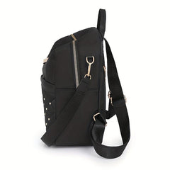 Rivets Decor Backpack Argyle Pattern Daypack Classic Bag