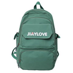 Letter Pattern Zipper Backpack Purse Solid Bookbag