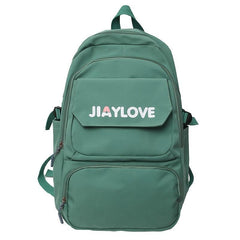 Letter Pattern Zipper Backpack Purse Solid Bookbag