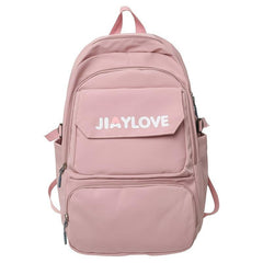 Letter Pattern Zipper Backpack Purse Solid Bookbag