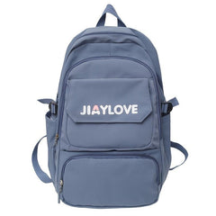 Letter Pattern Zipper Backpack Purse Solid Bookbag