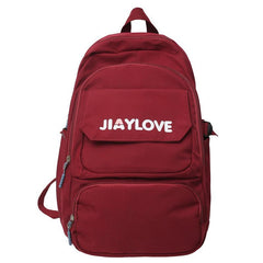 Letter Pattern Zipper Backpack Purse Solid Bookbag