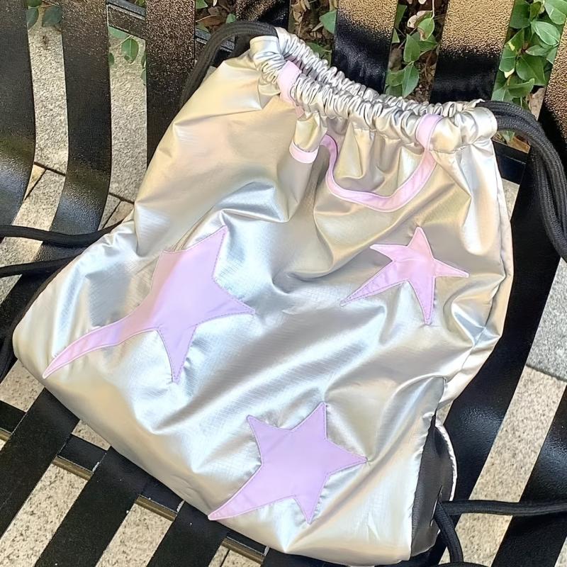 Y2K Spicy Girl Star Patched Bag Niche Drawstring Backpack