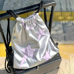 Y2K Spicy Girl Star Patched Bag Niche Drawstring Backpack