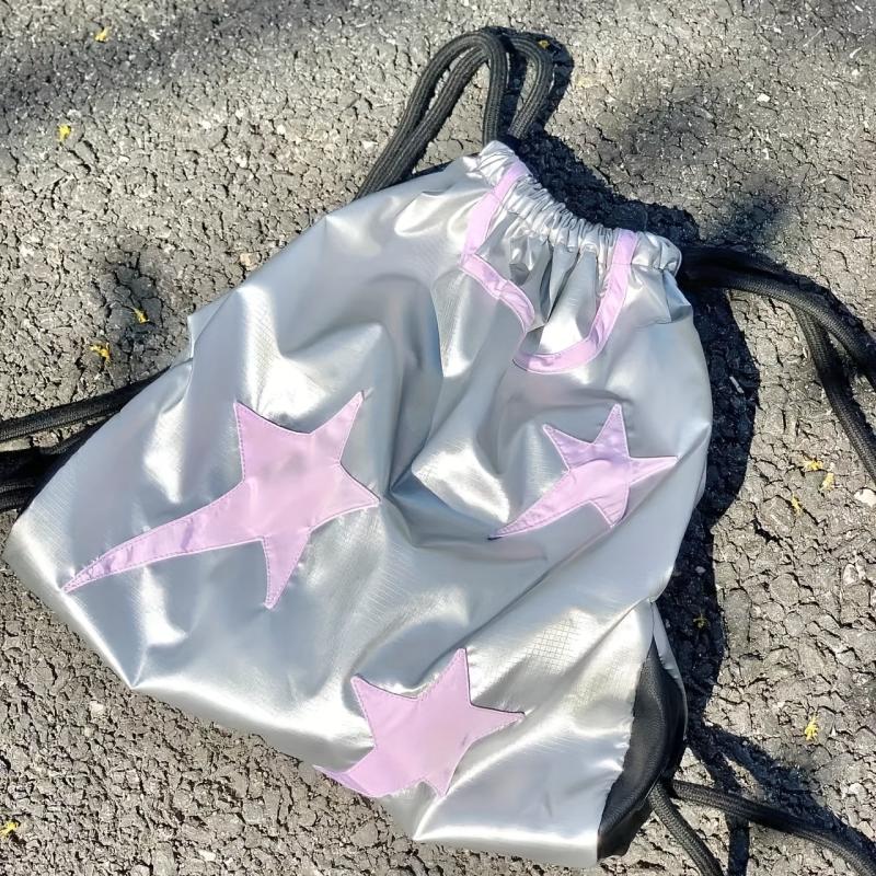 Y2K Spicy Girl Star Patched Bag Niche Drawstring Backpack