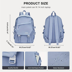 Solid School Bag Preppy Zipper Backpack All Match Rucksack