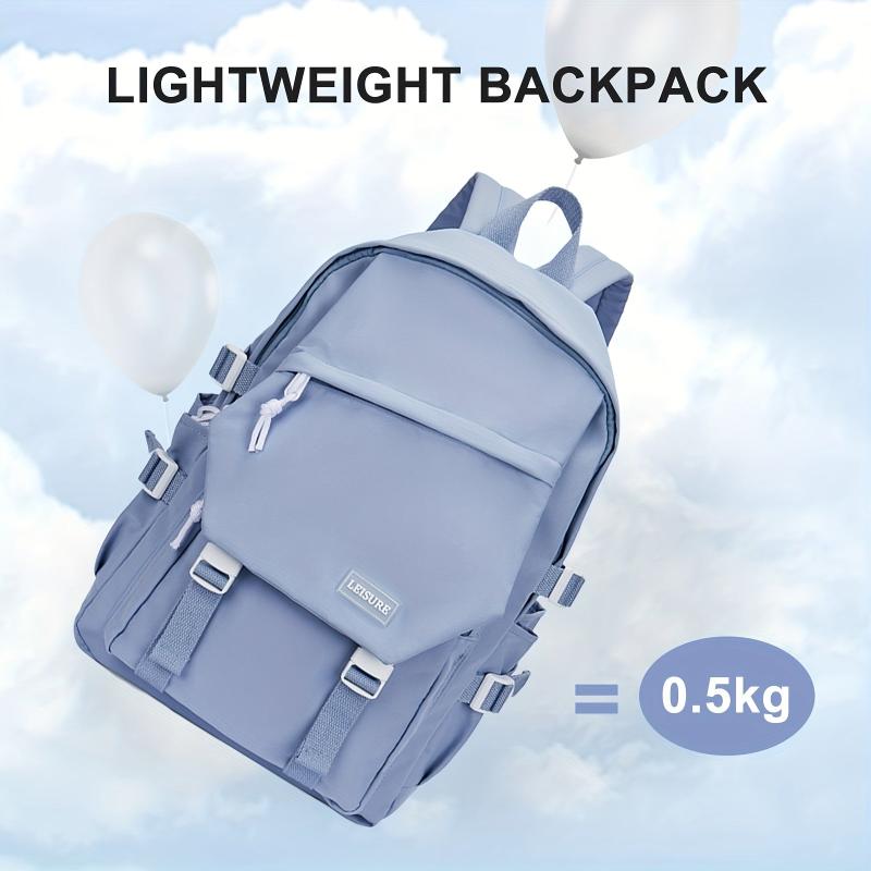 Solid School Bag Preppy Zipper Backpack All Match Rucksack