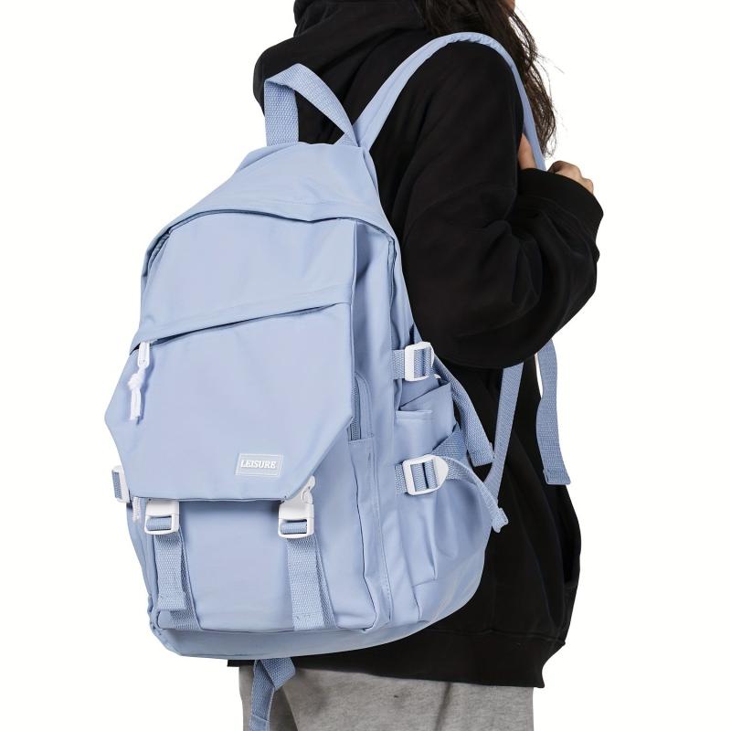 Solid School Bag Preppy Zipper Backpack All Match Rucksack