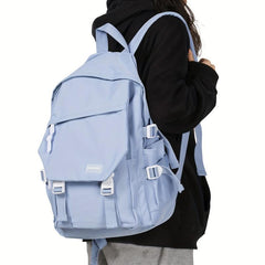 Solid School Bag Preppy Zipper Backpack All Match Rucksack