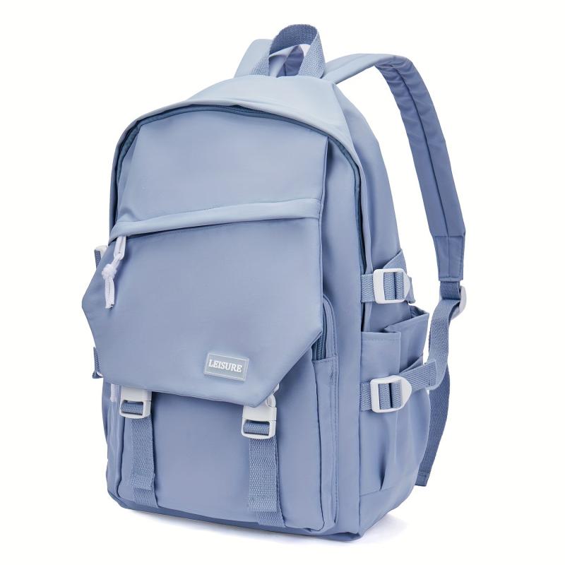 Solid School Bag Preppy Zipper Backpack All Match Rucksack