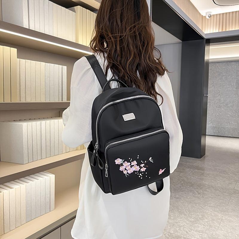 Casual Flower Embroidery Backpack Travel Storage Rucksack All Match