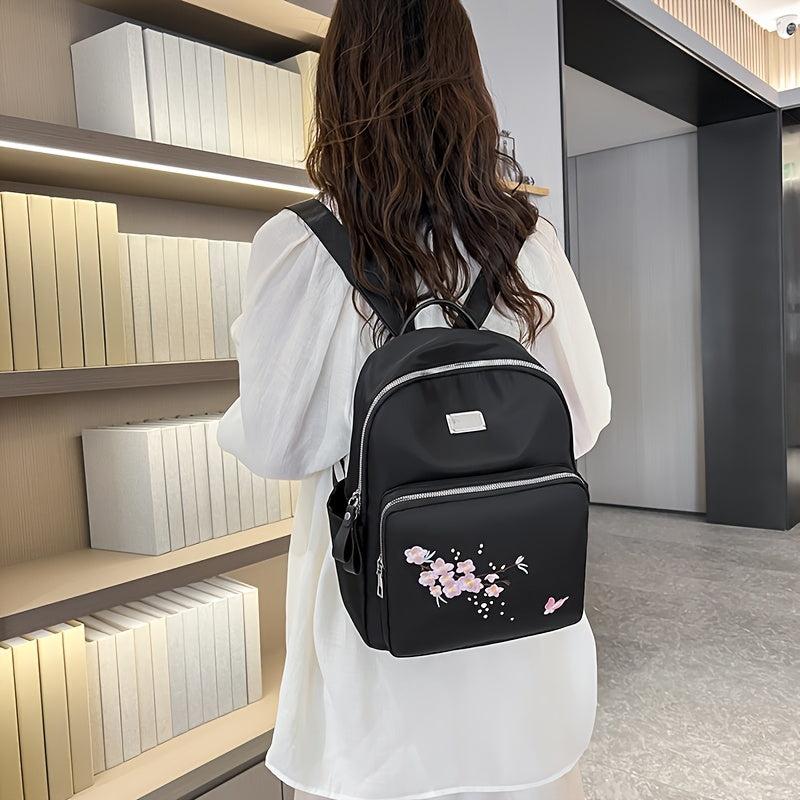 Casual Flower Embroidery Backpack Travel Storage Rucksack All Match