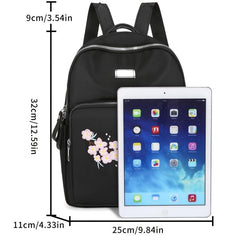 Casual Flower Embroidery Backpack Travel Storage Rucksack All Match