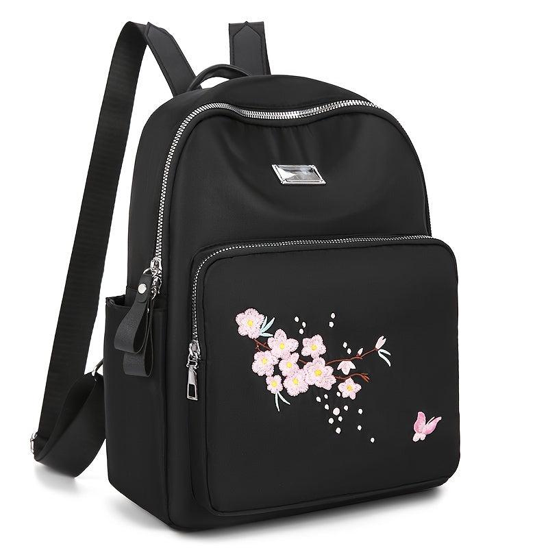 Casual Flower Embroidery Backpack Travel Storage Rucksack All Match