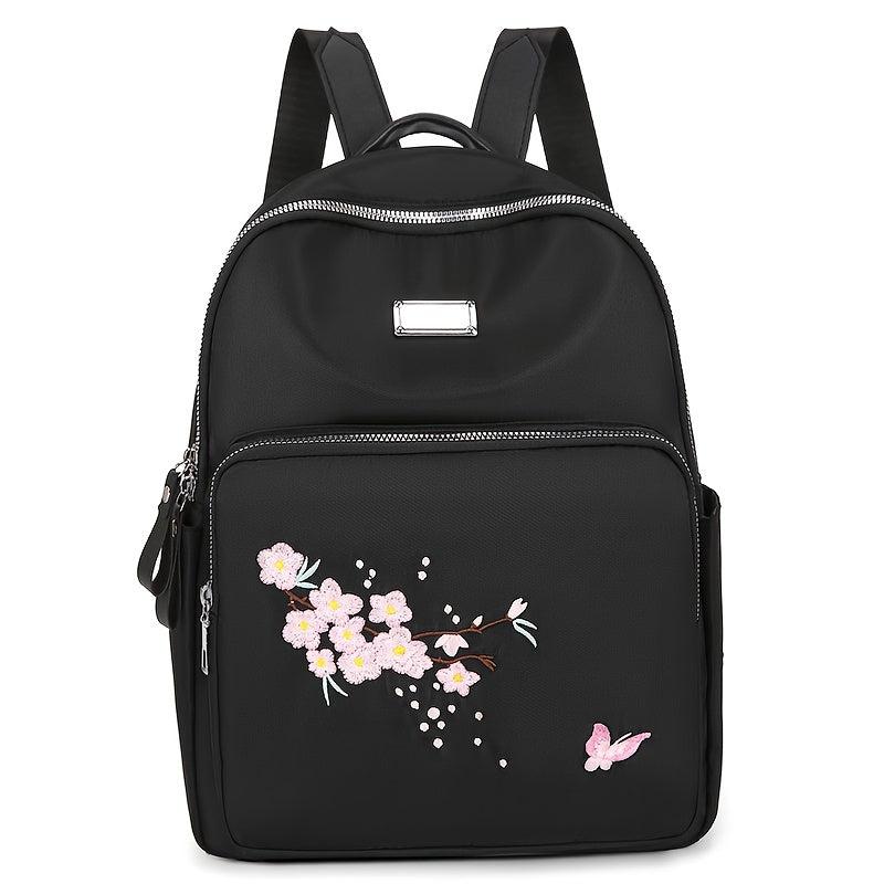 Casual Flower Embroidery Backpack Travel Storage Rucksack All Match