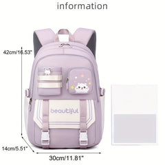 Cat Print Large Capacity Backpack Oxford Durable Lightweight School Backpack