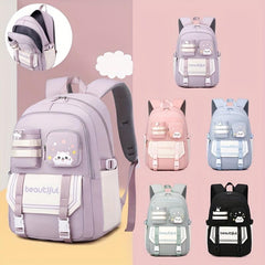 Cat Print Large Capacity Backpack Oxford Durable Lightweight School Backpack